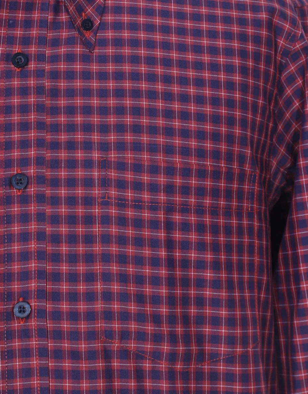 Red And Navy Blue Gingham Check Shirt