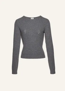 Sculpted rib-knit sweater in grey