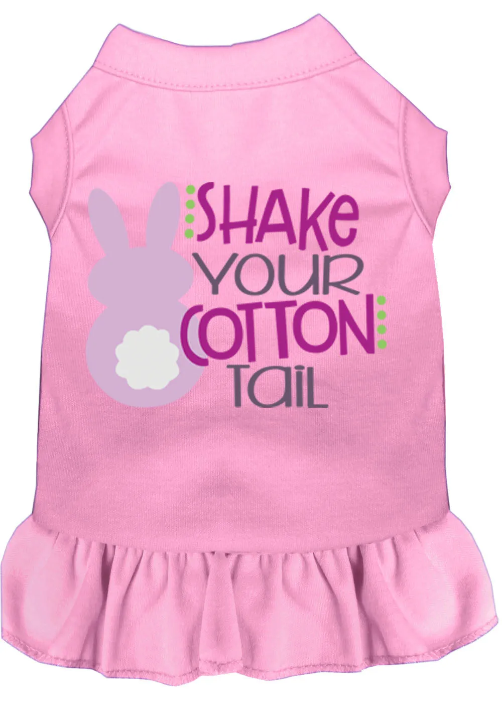 Shake Your Cotton Tail Screen Print Dog Dress Light Pink 4x (22)