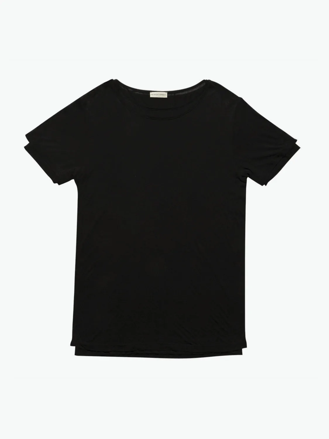 Silk Blend Double Crew Neck T-Shirt Black