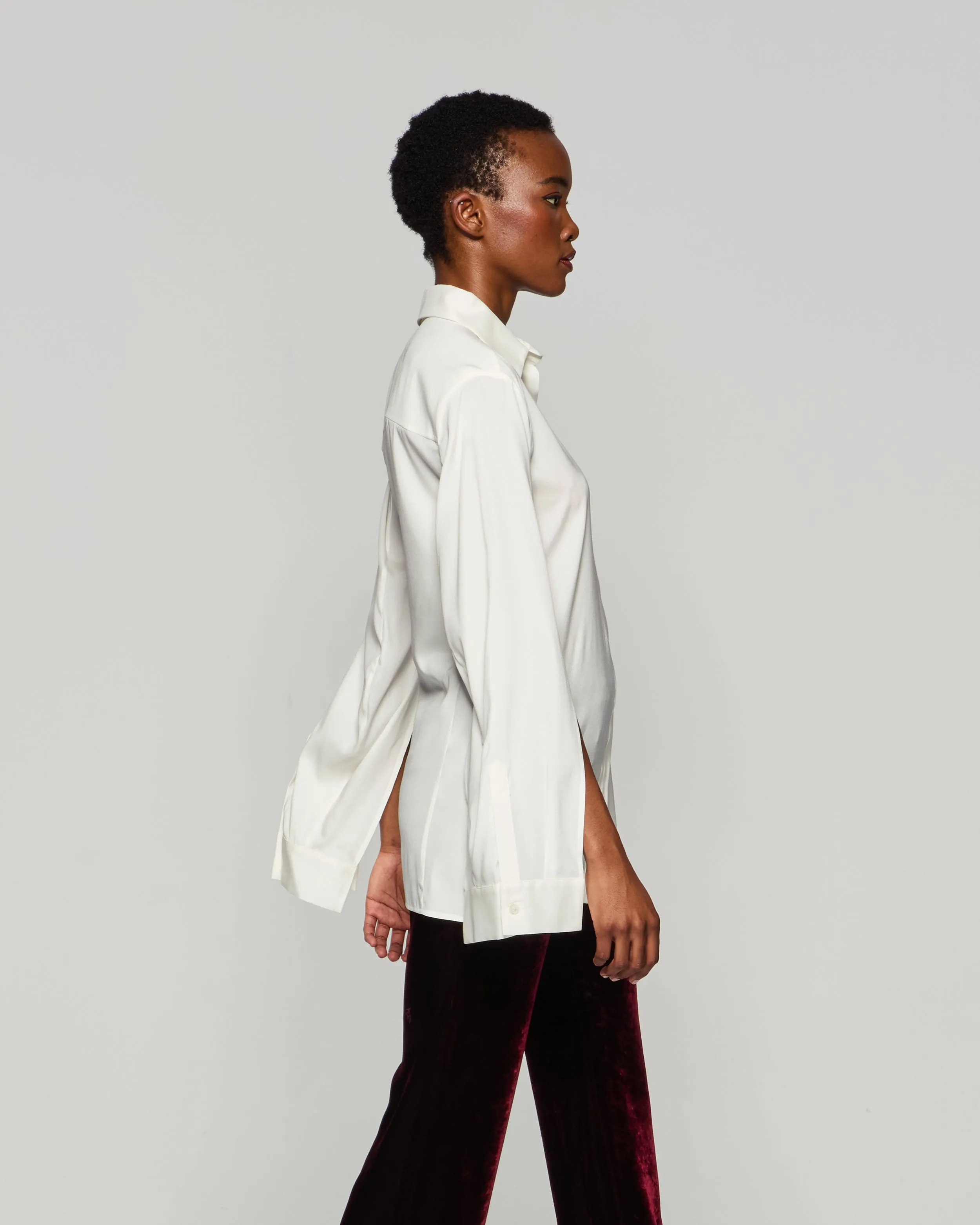 Silk Cape Sleeve Shirt - Cream