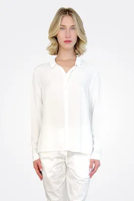 Silk Fitted Button Down Blouse - White