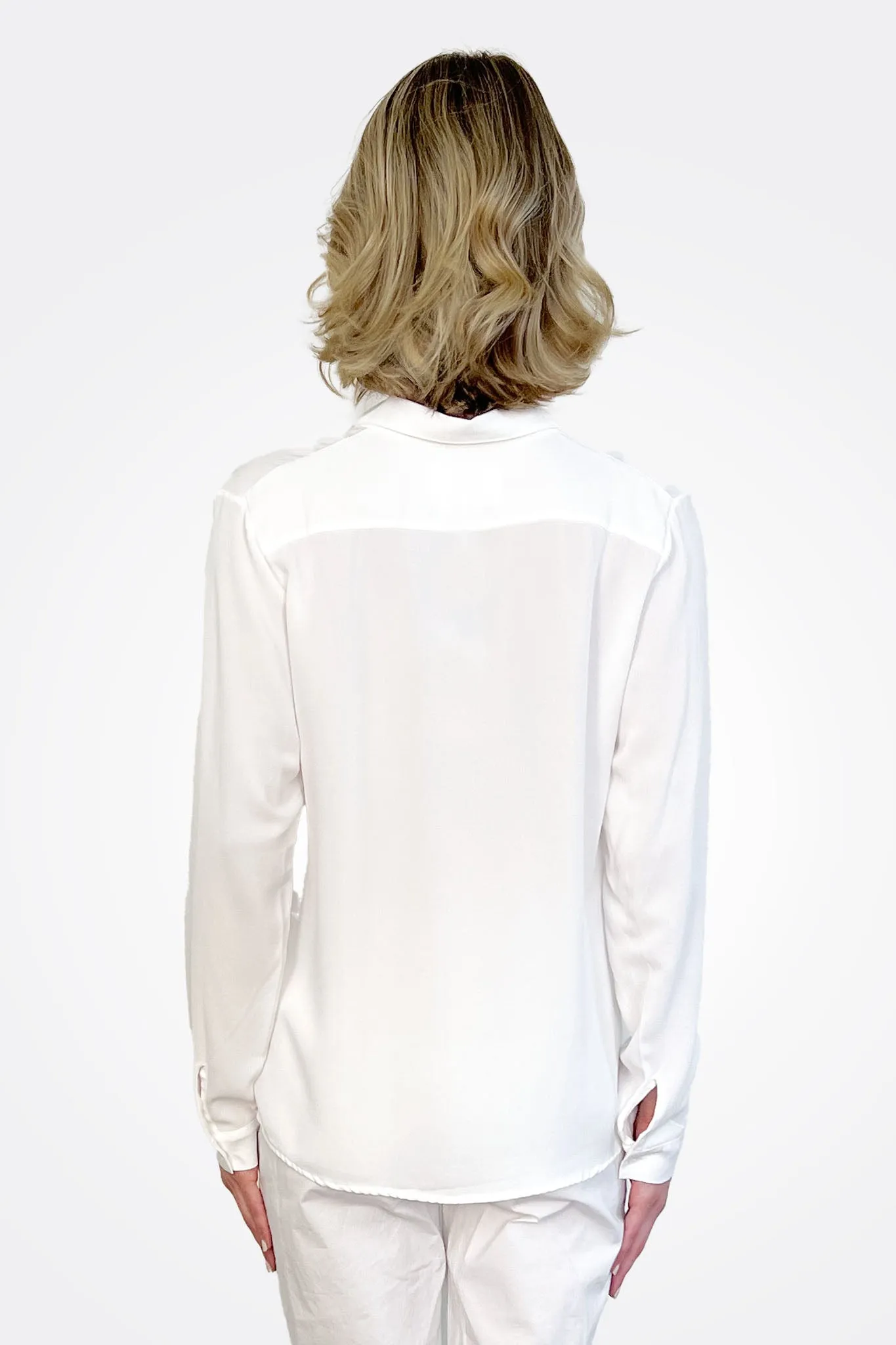 Silk Fitted Button Down Blouse - White