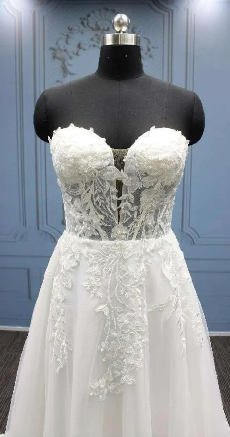 Sweetheart Sleeveless Bead Lace A Line Bridal Gown