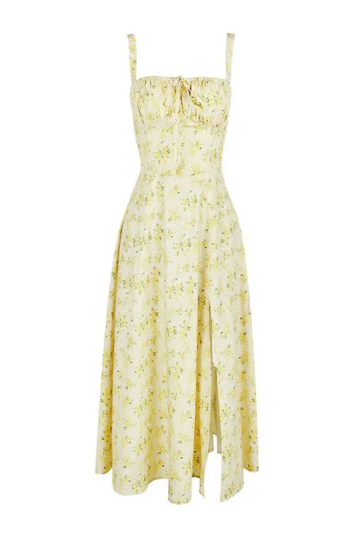 Taylor Bodycon Day Midi Dress - Daffodil Yellow