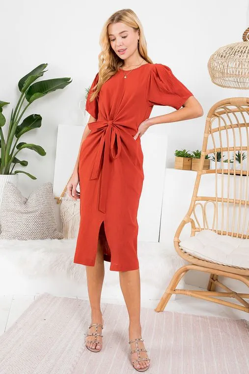 Tie Front/Back Midi Dress