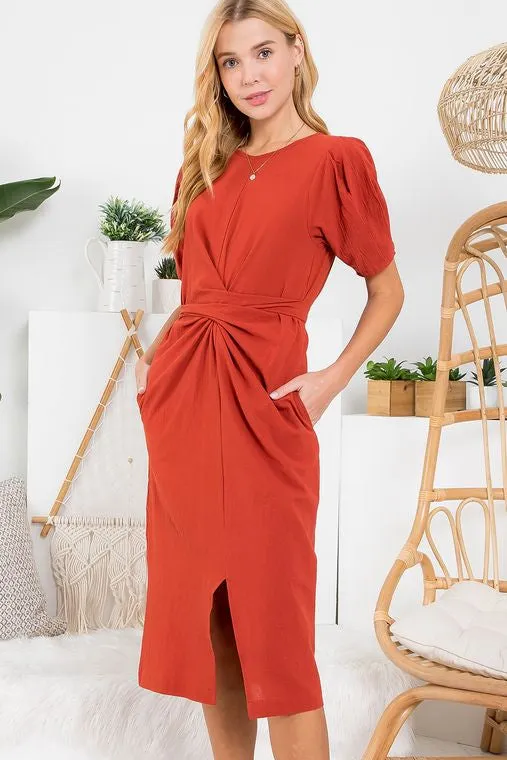 Tie Front/Back Midi Dress