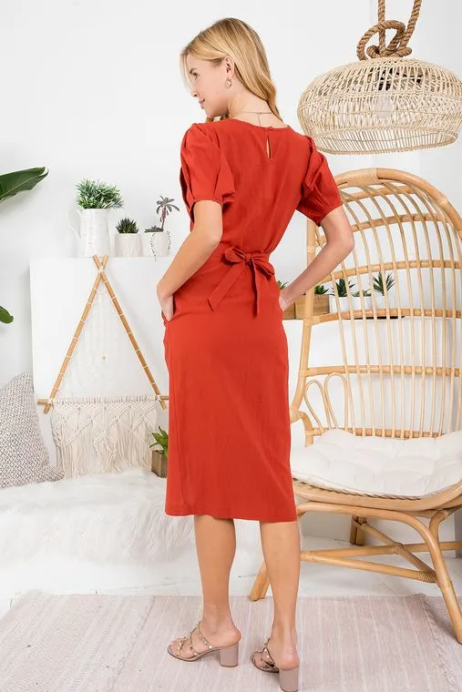 Tie Front/Back Midi Dress