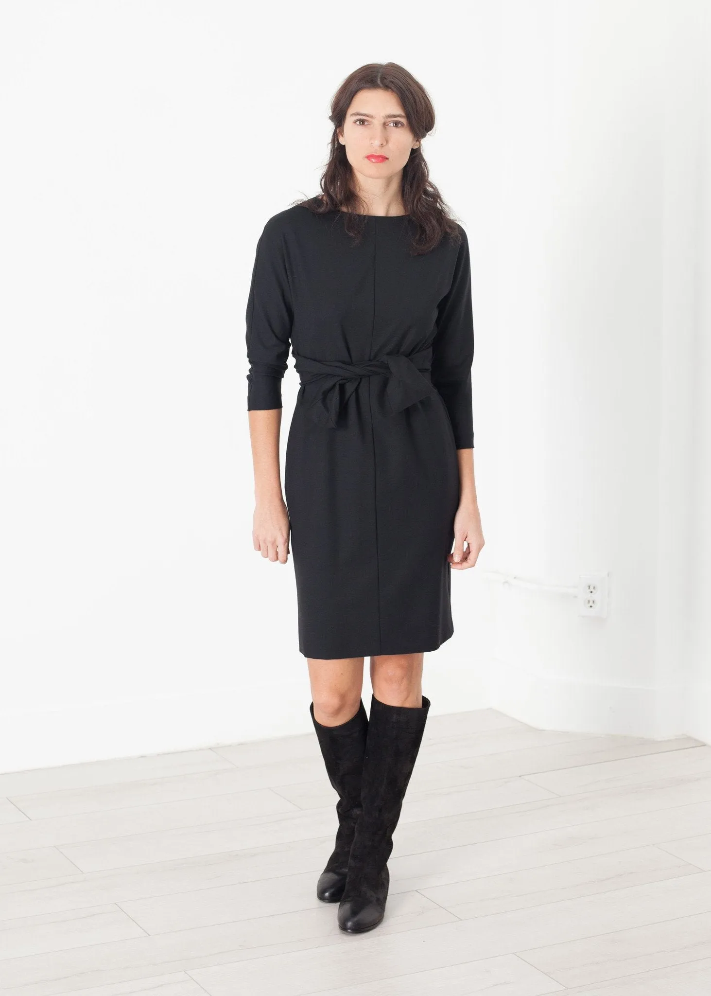 Tie Waist Dress in Black