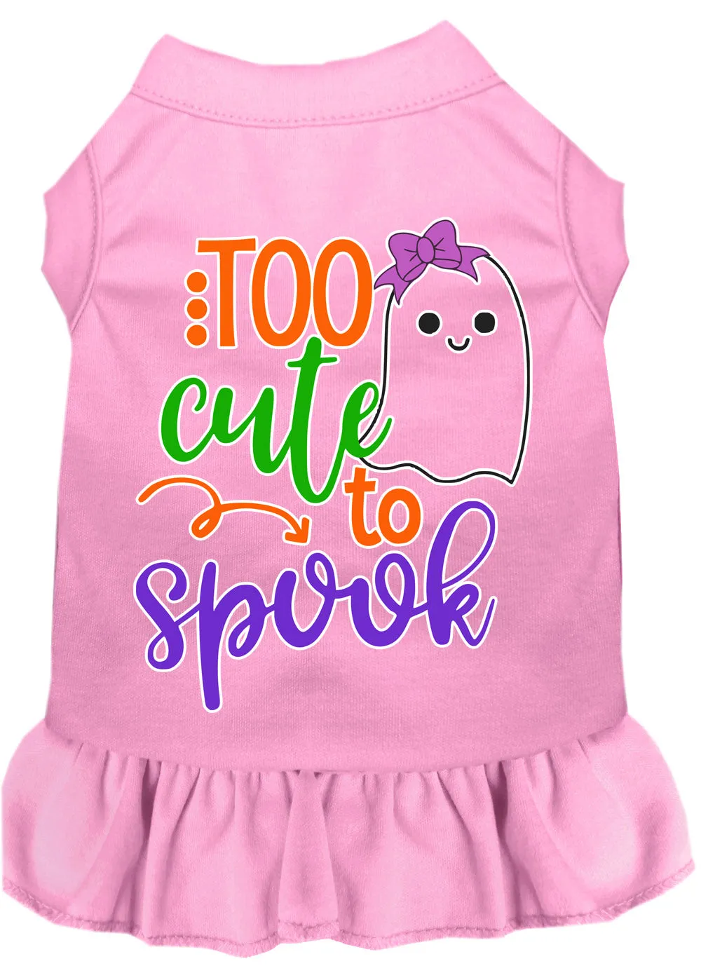 Too Cute To Spook-girly Ghost Screen Print Dog Dress Light Pink Xxl