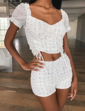 Toronto Top - White Blue Floral