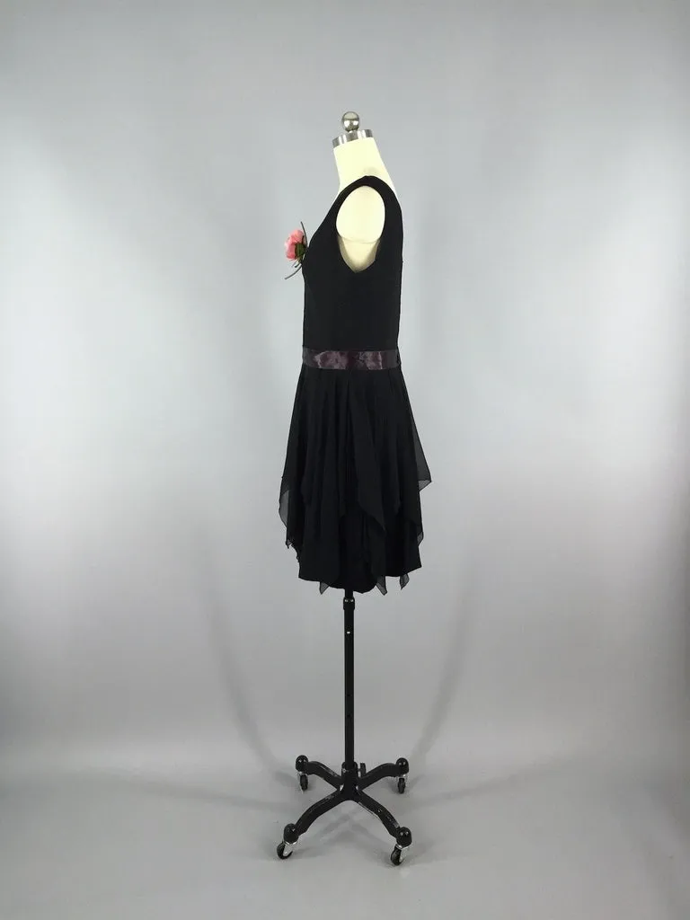 Vintage Black Chiffon Cocktail Dress