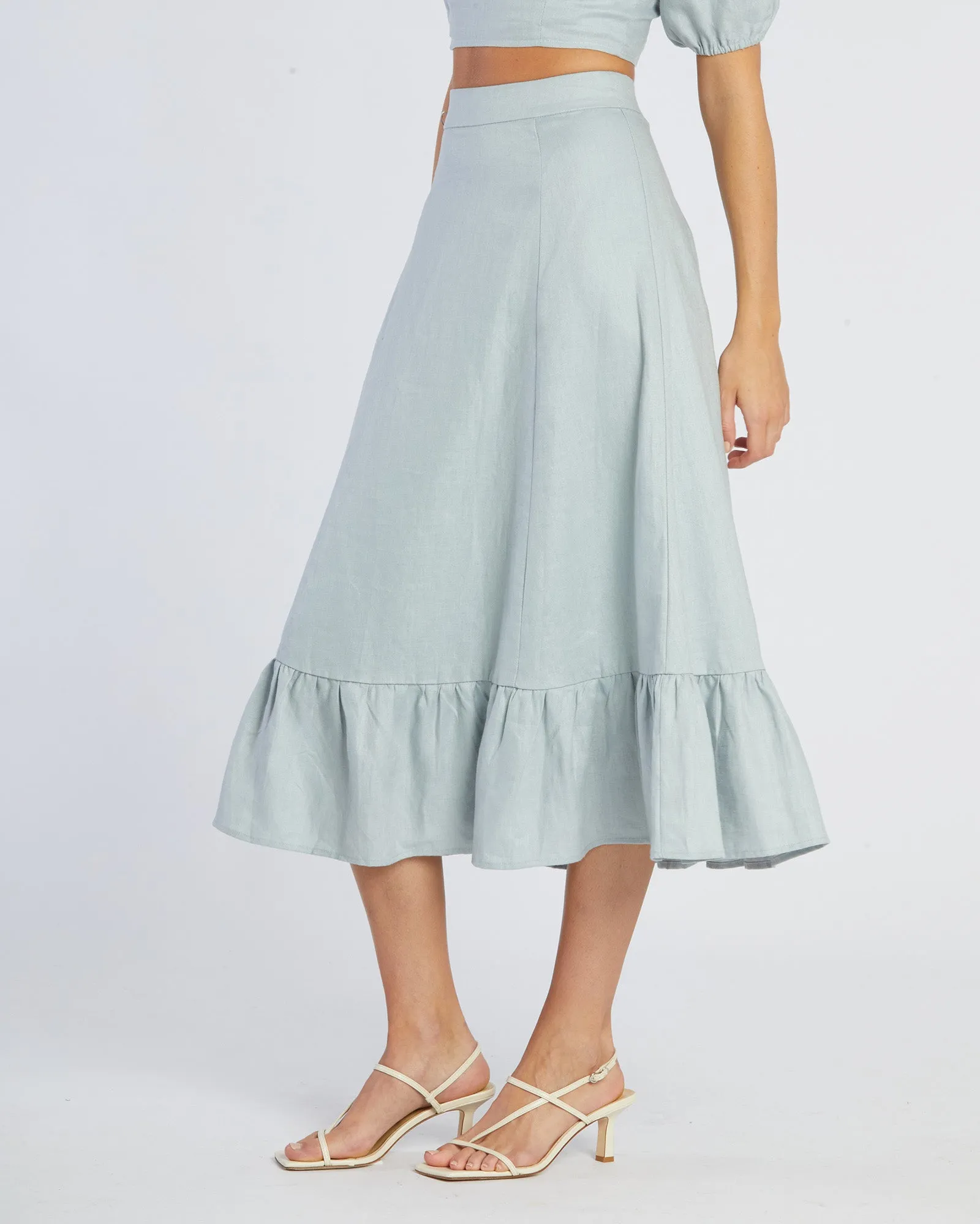 Violetta Linen Skirt - Periwinkle