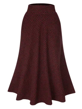 Wine Red 1940s A-Line Maxi Skirt