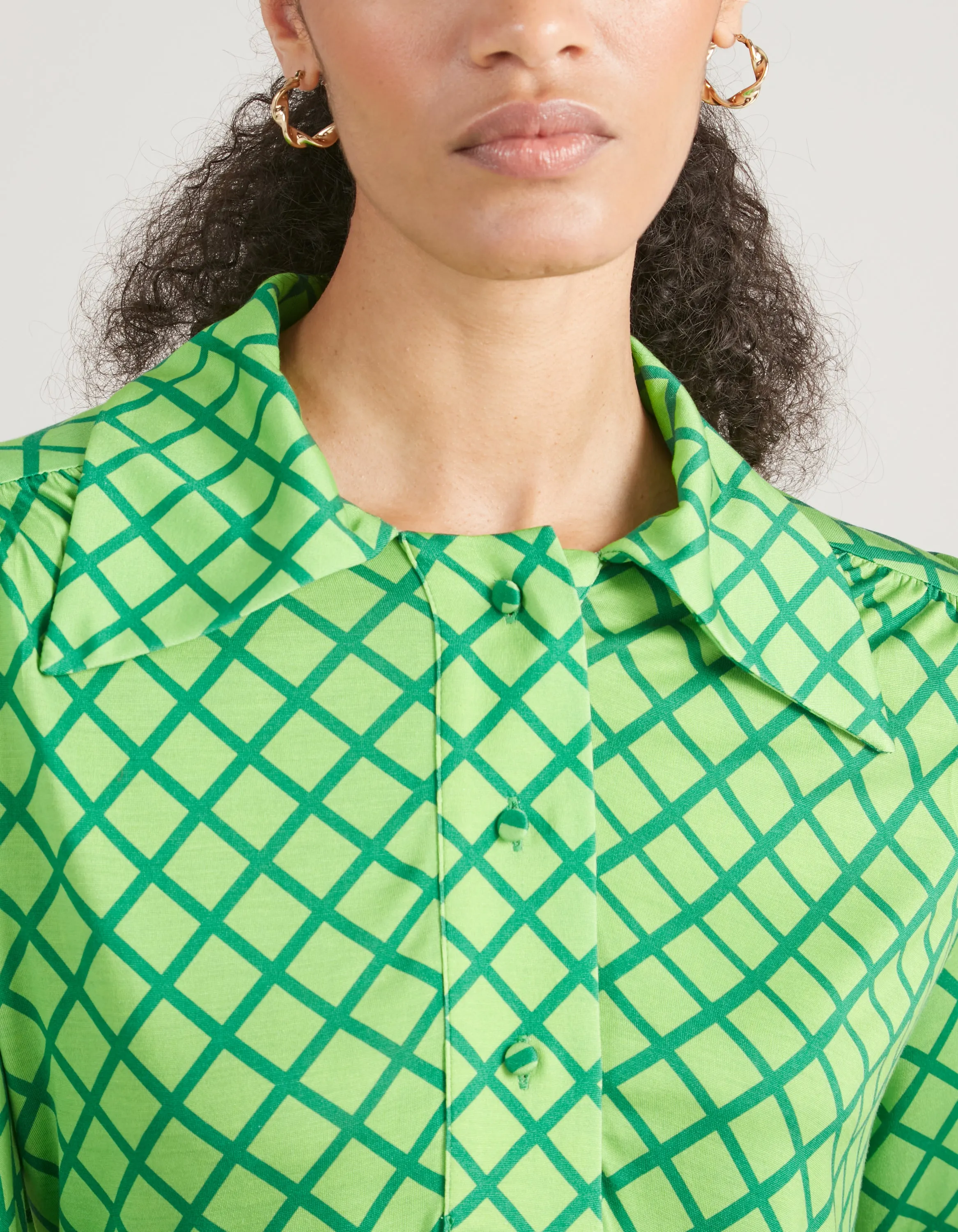 Winnie Green Mesh Silk Jersey Shirt